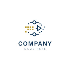Abstract company logo design featuring a business icon and modern vector illustration for web marketing and technology branding