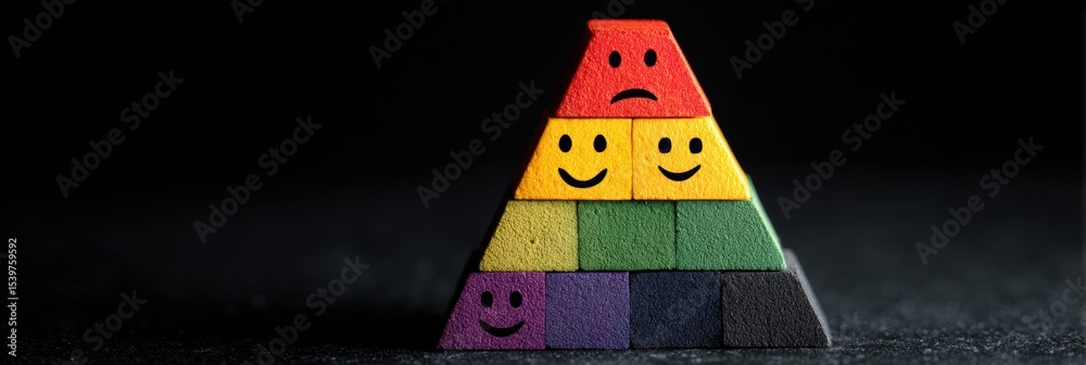Poster Exploring the Pyramid of Emotional Needs With Colorful Blocks Representing Different Levels of Emotional Well-Being