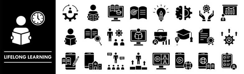 Lifelong Learning icon collection set. Containing design education, knowledge, lifelong, training, skill