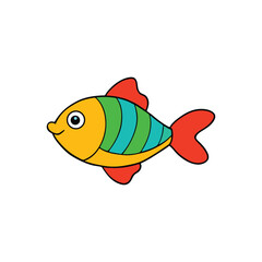 cartoon fish on white background on white background vector art