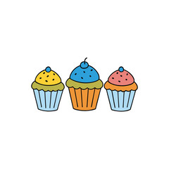 set of cupcakes isolated on white on white background vector art