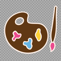 Art Palette with Paintbrush – Colorful Flat Vector Illustration

