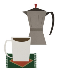 모카포트와 블랙커피 일러스트