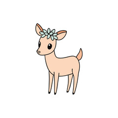 vector illustration of cartoon deer on white background vector art