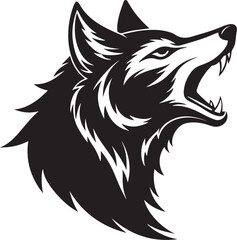 Side profile of a wolf head with open mouth, mid-howl black silhouette

