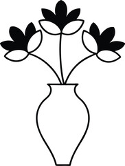 illustration of a vase filled with three flowers