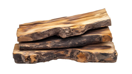 Fototapeta premium Stacked Rustic Wood Slabs isolated on transparent background