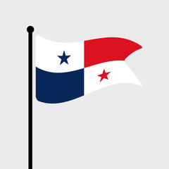 Flag of Panama. Panama flag vector illustration icon design. Fluttering flagpole flag.