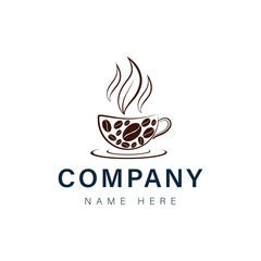 Creative modern minimalist coffee shop logo design 