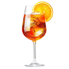 Aperol spritz with orange on transparent background.
