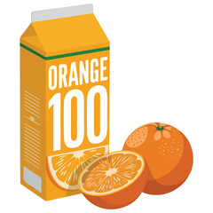 orange juice box vector isolated on white
