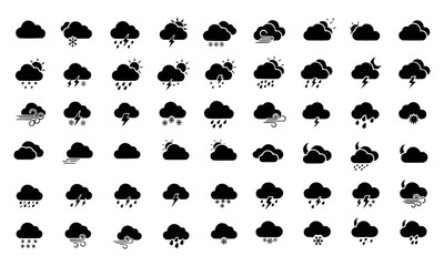 Vector silhouettes of clouds set for web ui design or social media
