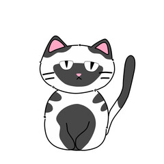 Black and white cat cartoon  illustration 