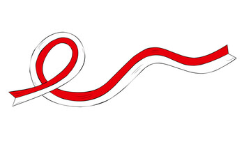 red and white ribbon vector, Indonesian flag