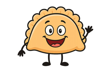 Smiling cartoon empanada character with transparent background, cheerfully representing culinary graphics and playful food design