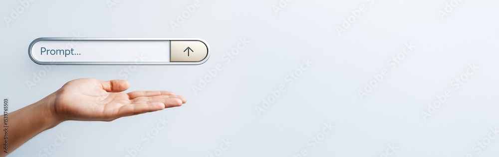 Aufkleber Hand presenting a digital input field labeled 
