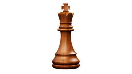 Majestic Wooden Chess King Piece Isolated on transparent Background
