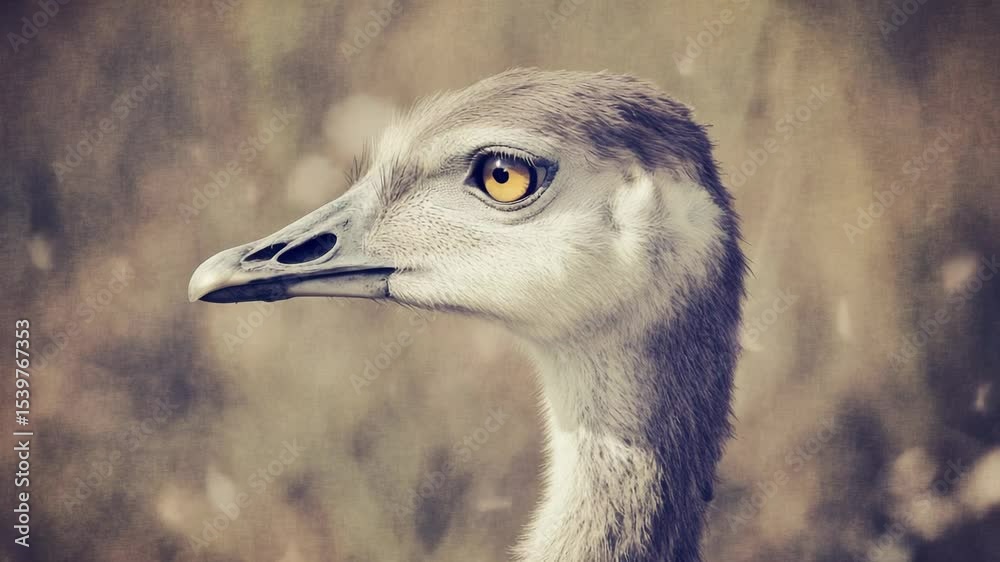 Aufkleber close-up view of an ostrich's head, featuring its distinctive features and plumage