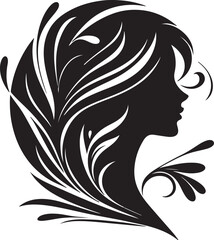 Elegant female silhouette with floral flowing hair in vector style – perfect for beauty salons, haircare branding, spa logos, and feminine designs.

