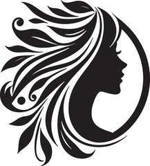 Elegant female silhouette with floral flowing hair in vector style – perfect for beauty salons, haircare branding, spa logos, and feminine designs.

