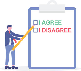 Consent document to choose, agree or disagree, accept or approve permission, yes or no answer,

