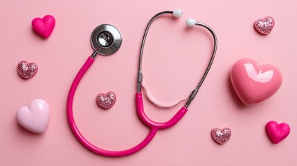 Pink Stethoscope and Hearts: A Symbol of Heart Health