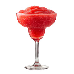 Frozen strawberry daiquiri in sleek glass, red vibrant color