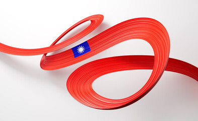 3d Flag Of Taiwan 3d Shiny Waving Taiwan Ribbon Flag Isolated On White Background 3d Illustration