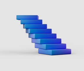 An abstract 3D staircase of white blocks, forming a dynamic and geometric structure. 3d illustration
