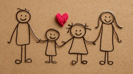 Happy Family: A Wire Art Representation of Family Love