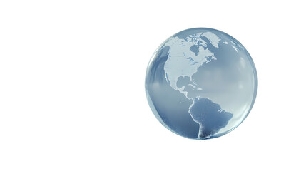 Fototapeta premium A Crystalline Globe North and South America in a Glass Orb isolated on transparent background