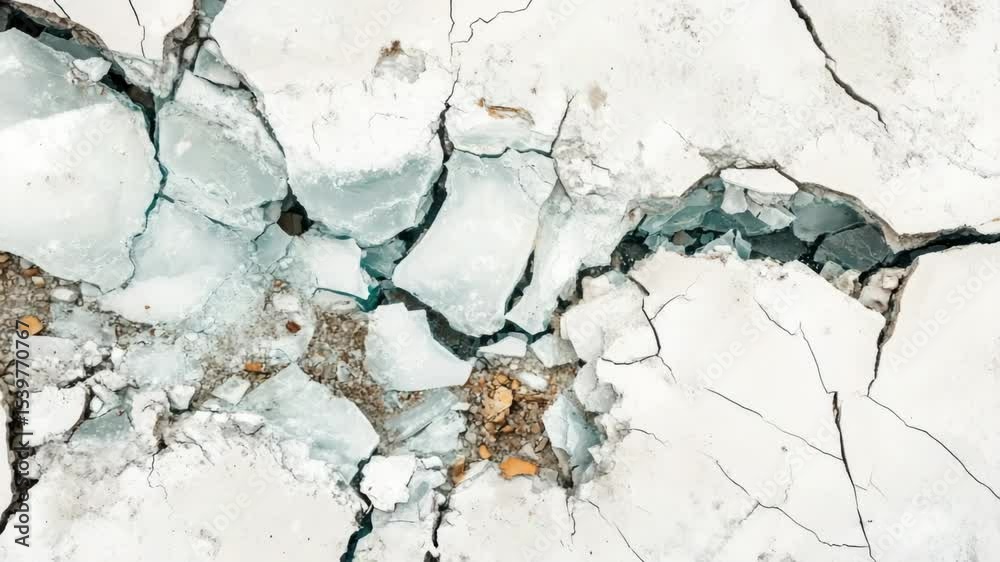 Poster aerial view of a crack in the ice, perfect for environmental or climate change related concepts