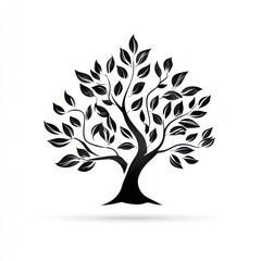 Obraz premium Vector Black Tree of Life Icon on White Background