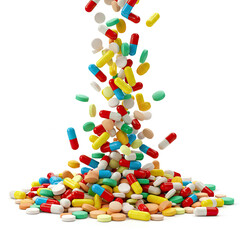 pills on white background