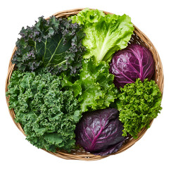 Harvesting fresh greens market stall food display bright lighting top-down view healthy eating concept
