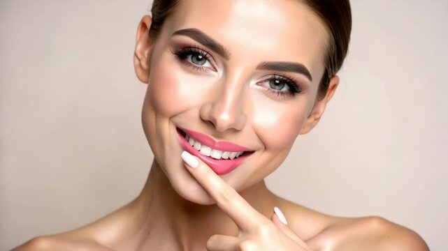 Smiling woman studio portrait