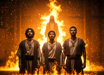 Shadrach, Meshach, and Abednego in the Fiery Furnace &ndash; Mysterious Fourth Figure in the Fire &ndash; Old Testament Christian Art