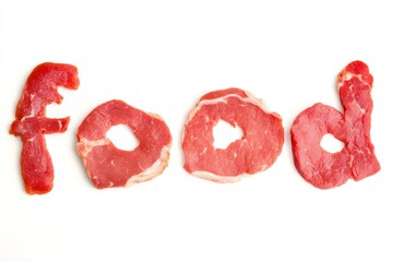 Raw meat against white isolated background