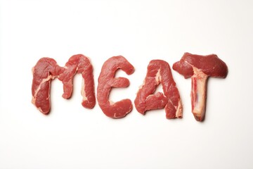 Raw meat against white isolated background