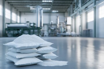 Raw plastic in the factory closeup