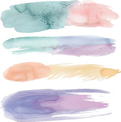 Pastel Watercolor Stroke Set – Soft Hand Painted Horizontal Brush Swashes