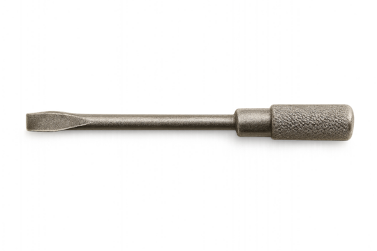Close-up of a cylindrical grinding burr tool on transparent background