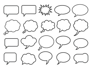 Fototapeta premium Collection of Black Outline Speech Bubbles and Thought Bubbles