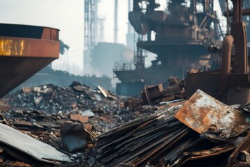 Large scrapyard full of metal and steel
