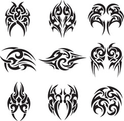 Tattoo silhouette vector illustration set