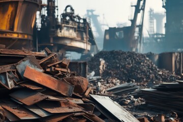 Large scrapyard full of metal and steel