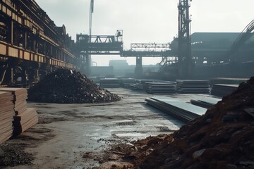 Large scrapyard full of metal and steel