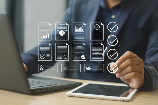 Business performance checklist, quality assurance and document control processes, verification, and compliance, online survey, online exam