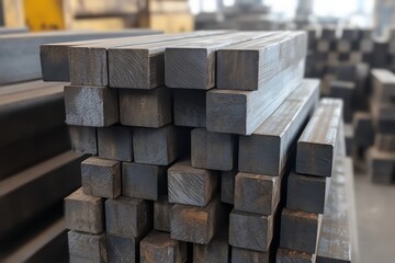 Closeup photo of manufactured steel beams