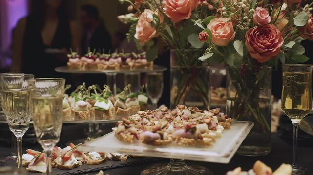 豪華な立食パーティーの料理